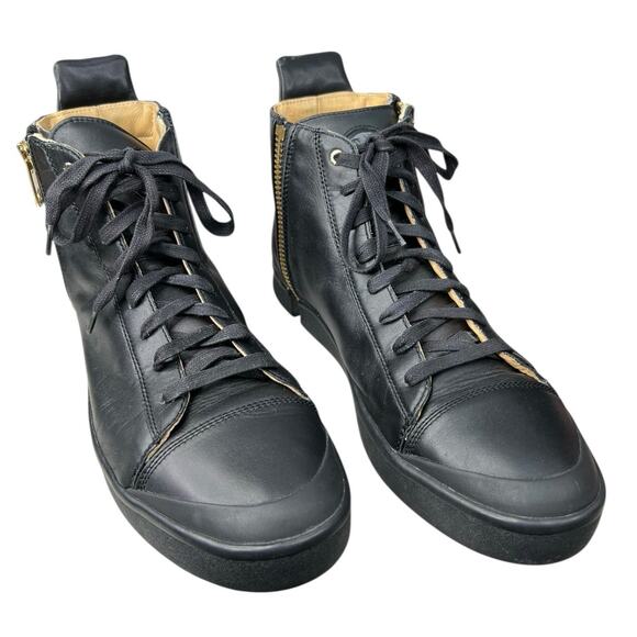 Diesel Men’s Zip Round S Nentish Black Leather High Top Sneaker Size US 13 - Picture 5 of 12